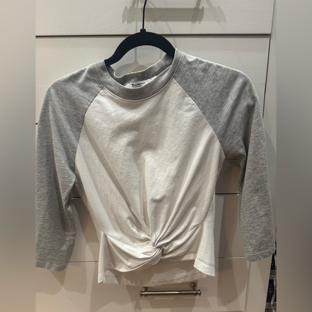 Alexander Wang Gray and White Crew Neck Top